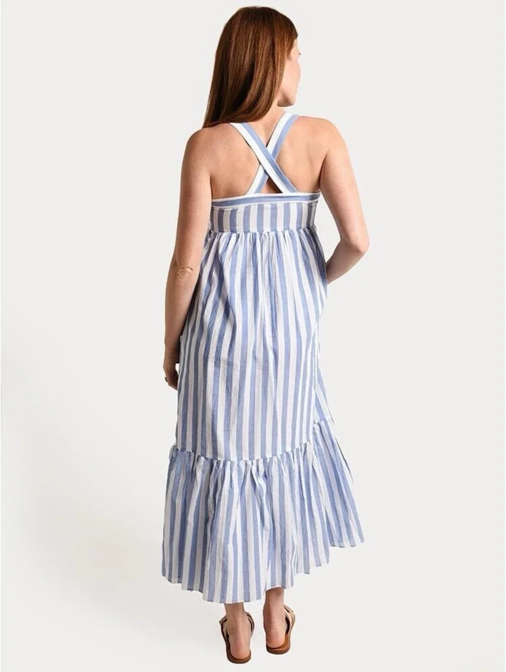 English Factory Sleeveless Shirred Dress Size XS classic striped flowy